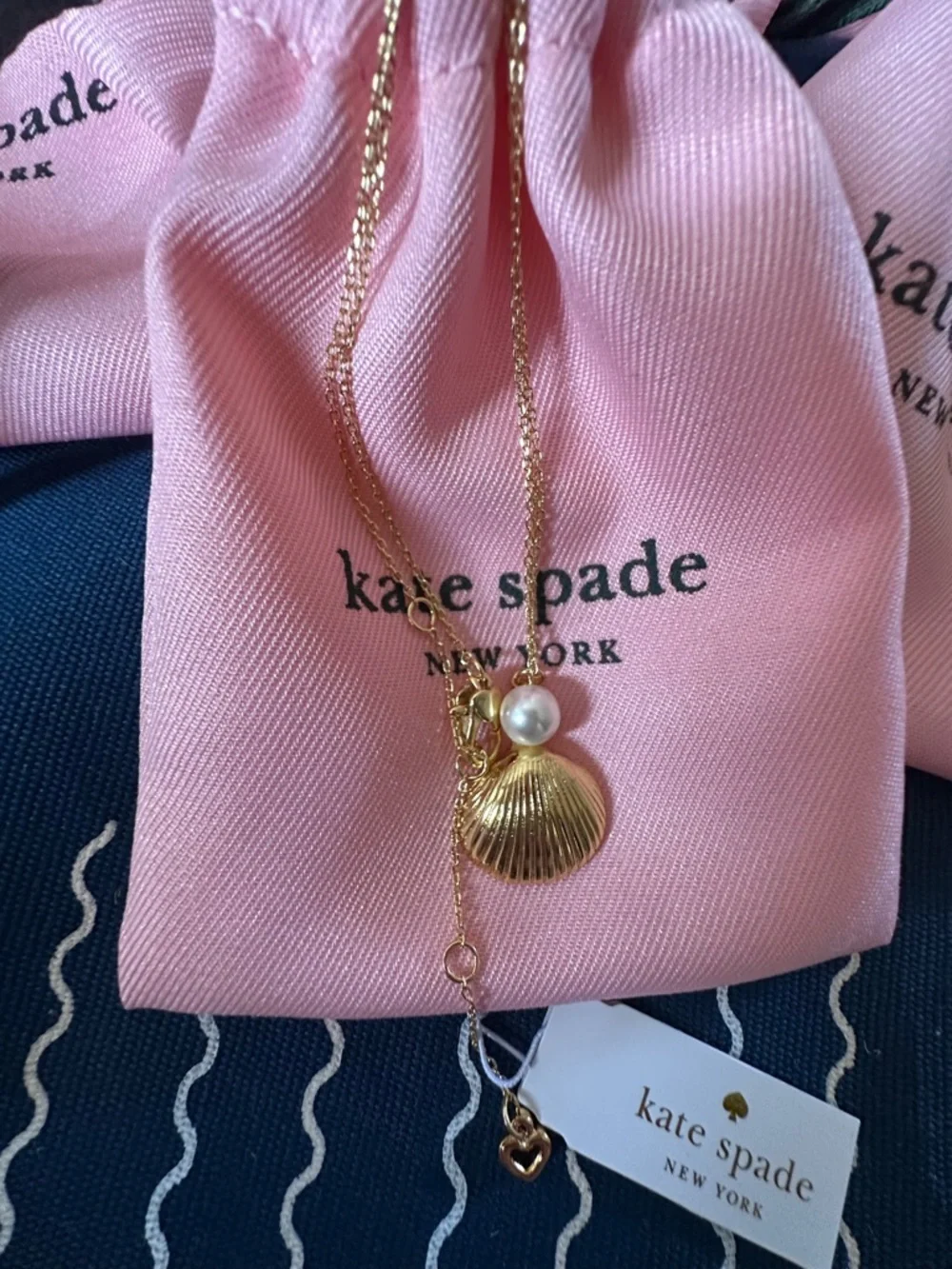 Kate Spade Gold-Tone Reef Treasure Imitation Pearl & Shell Mini Pendant Necklace